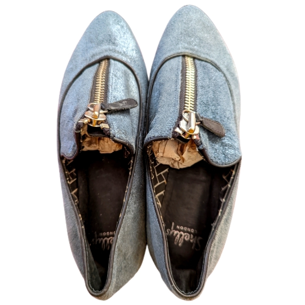 SHELLYS LONDON Blue Suede Platform Shoes Size 7.5 - Picture 1 of 9